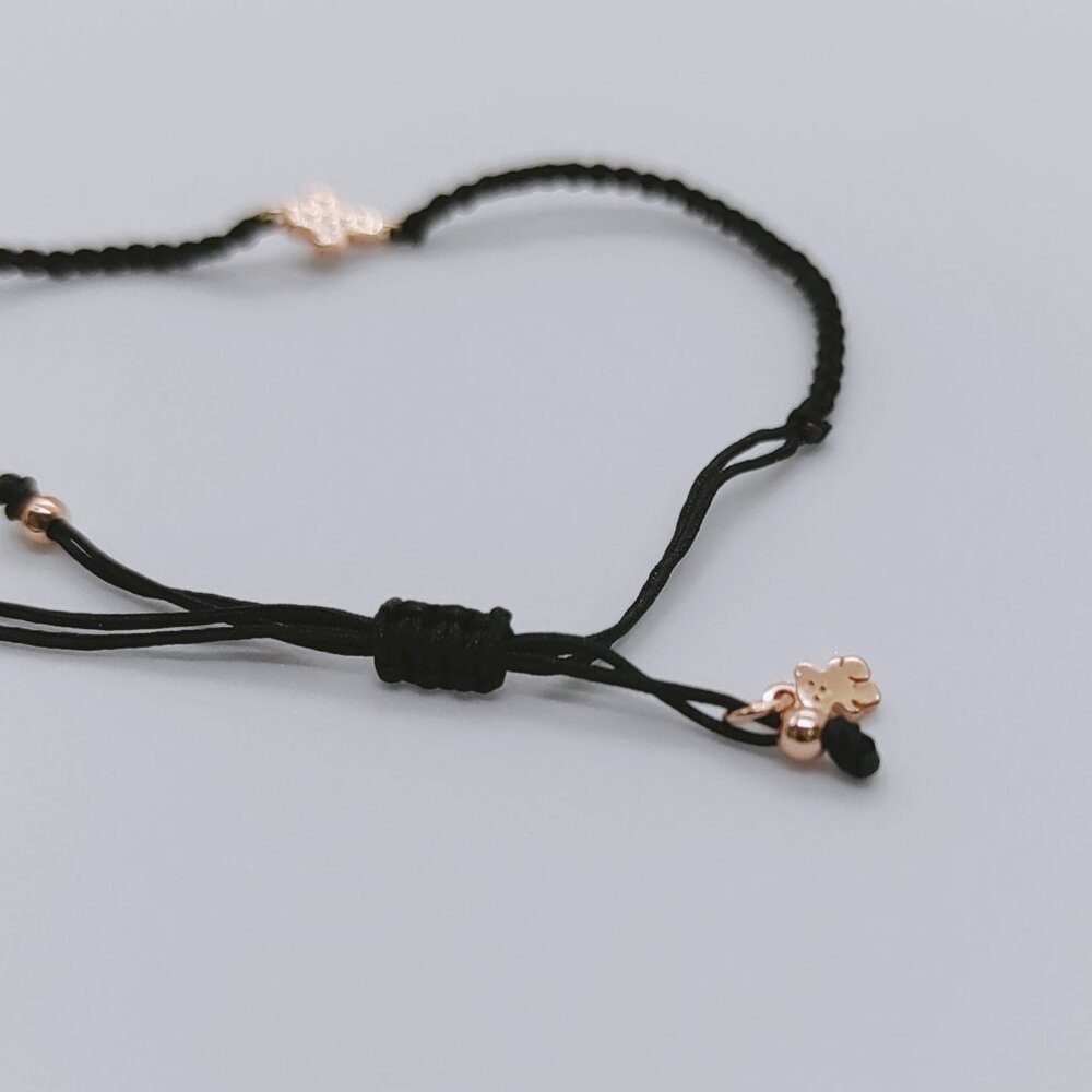 TOUS Motif cross Bracelet in Rose Gold Vermeil with Spinels and black Cord - Picture 10 of 11